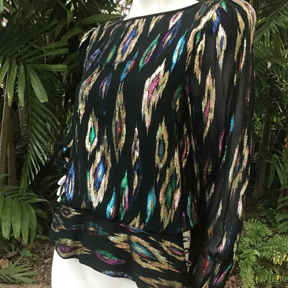 Vintage foil back silk 80s Blouse